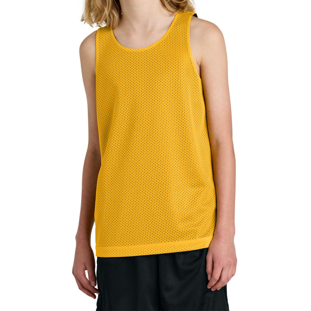 Youth PosiCharge Reversible Mesh Moisture-Wicking Double-Layer Tank-Gold/ Black