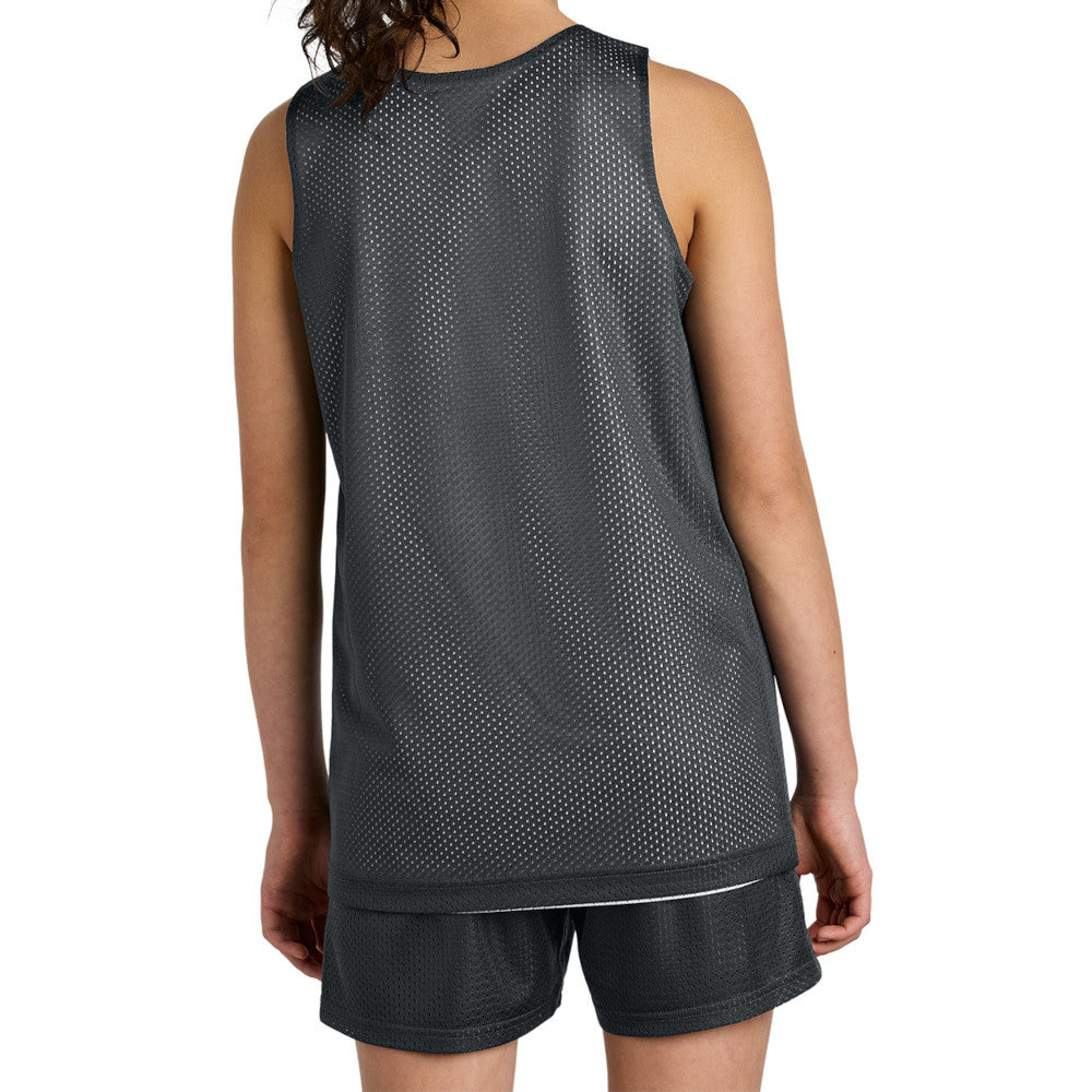 Youth PosiCharge Reversible Mesh Moisture-Wicking Double-Layer Tank-Iron Grey/ White