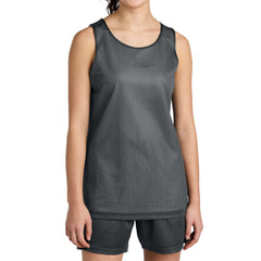 Youth PosiCharge Reversible Mesh Moisture-Wicking Double-Layer Tank-Iron Grey/ White