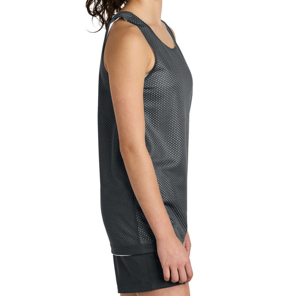 Youth PosiCharge Reversible Mesh Moisture-Wicking Double-Layer Tank-Iron Grey/ White