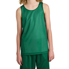 Youth PosiCharge Reversible Mesh Moisture-Wicking Double-Layer Tank-Kelly Green/ White