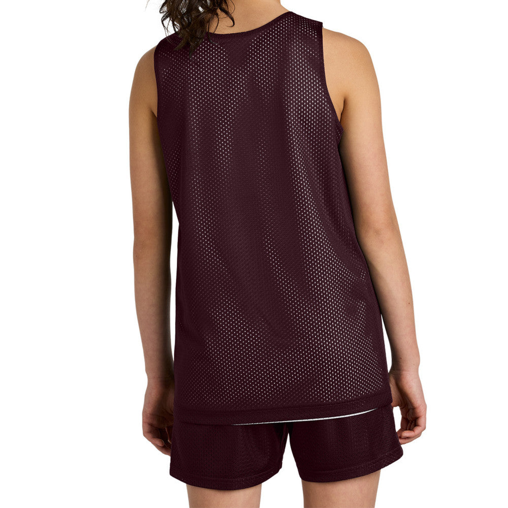 Youth PosiCharge Reversible Mesh Moisture-Wicking Double-Layer Tank-Maroon/ White