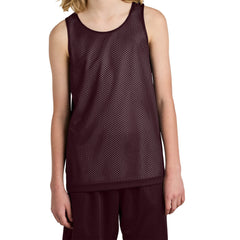 Youth PosiCharge Reversible Mesh Moisture-Wicking Double-Layer Tank-Maroon/ White