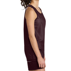Youth PosiCharge Reversible Mesh Moisture-Wicking Double-Layer Tank-Maroon/ White
