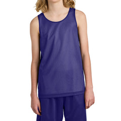 Youth PosiCharge Reversible Mesh Moisture-Wicking Double-Layer Tank-Purple/ White
