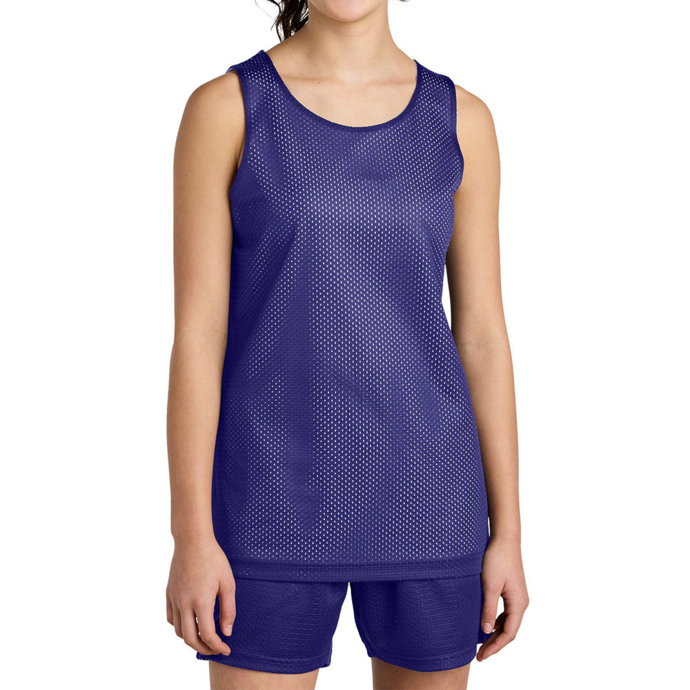 Youth PosiCharge Reversible Mesh Moisture-Wicking Double-Layer Tank-Purple/ White
