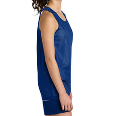 Youth PosiCharge Reversible Mesh Moisture-Wicking Double-Layer Tank-True Royal/ White