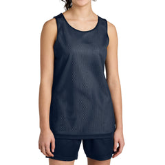 Youth PosiCharge Reversible Mesh Moisture-Wicking Double-Layer Tank-True Navy/ White