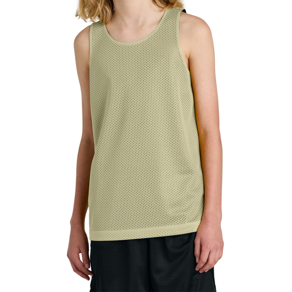 Youth PosiCharge Reversible Mesh Moisture-Wicking Double-Layer Tank-Vegas Gold/ Black