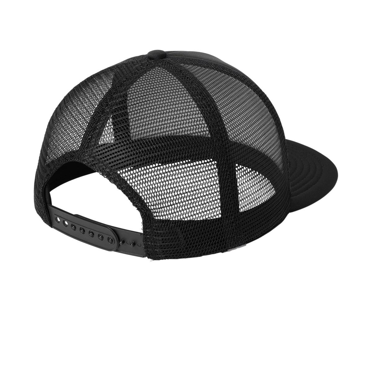 Men's Flat Bill Plastic Snapback Polyester Foam Trucker Cap-Black