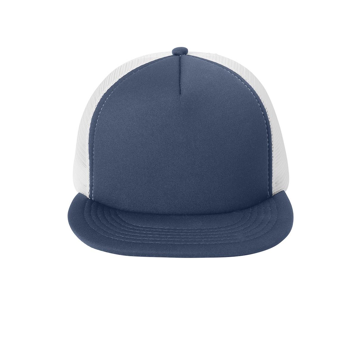Men's Flat Bill Plastic Snapback Polyester Foam Trucker Cap-New Navy