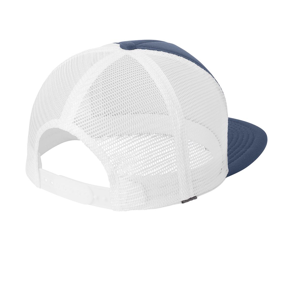 Men's Flat Bill Plastic Snapback Polyester Foam Trucker Cap-New Navy