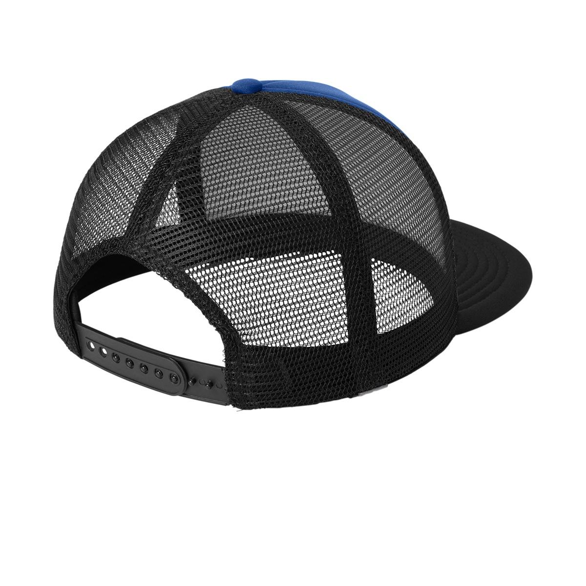 Men's Flat Bill Plastic Snapback Polyester Foam Trucker Cap-Royal