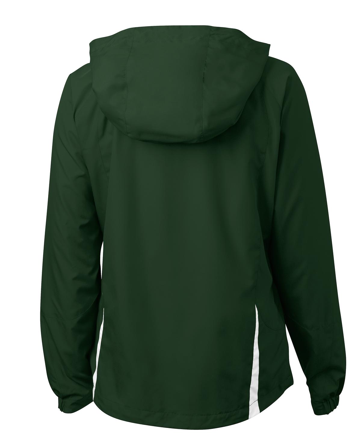 Mafoose Women's Colorblock Hooded Raglan Jacket Forest Green/White-Back