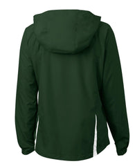 Mafoose Women's Colorblock Hooded Raglan Jacket Forest Green/White-Back