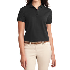 Womens Silk Touch Classic Polo Shirt - Black - Front