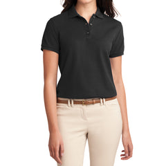 Womens Silk Touch Classic Polo Shirt - Black - Front