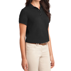 Womens Silk Touch Classic Polo Shirt - Black - Side