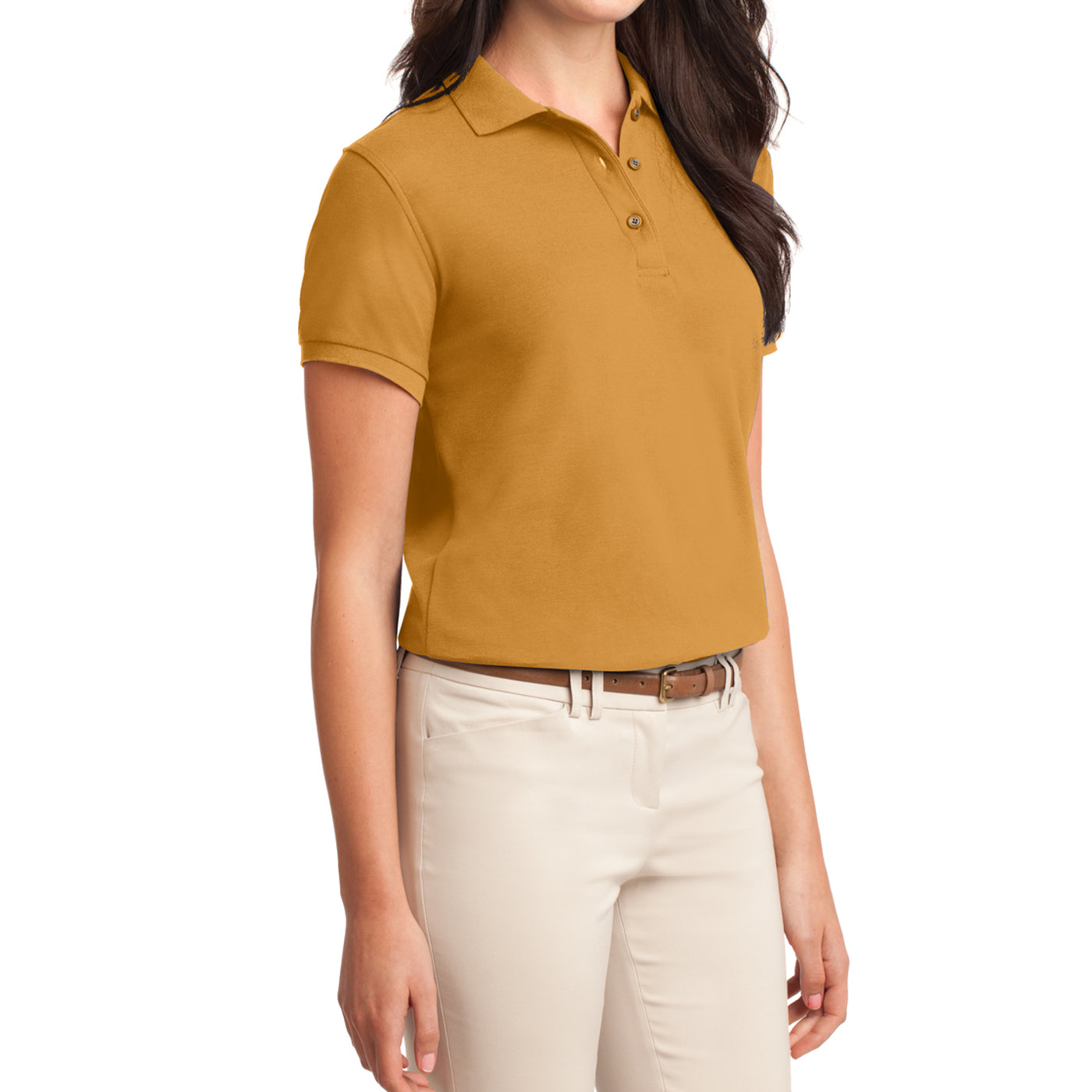 Womens Silk Touch Classic Polo Shirt - Gold - Side