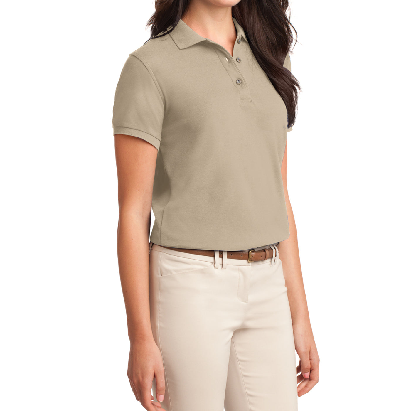 Womens Silk Touch Classic Polo Shirt - Stone - Side