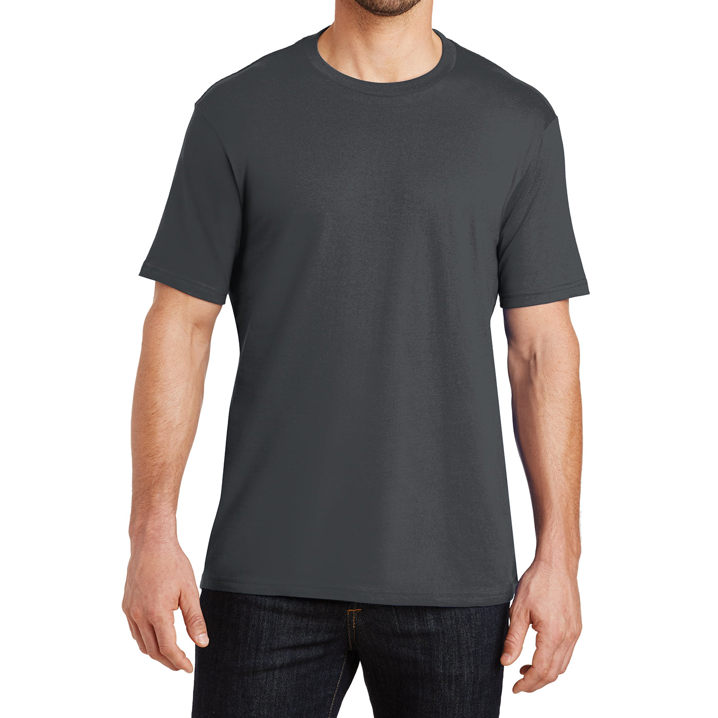 Mens Perfect Weight Crew Tee - Bright Charcoal - Front