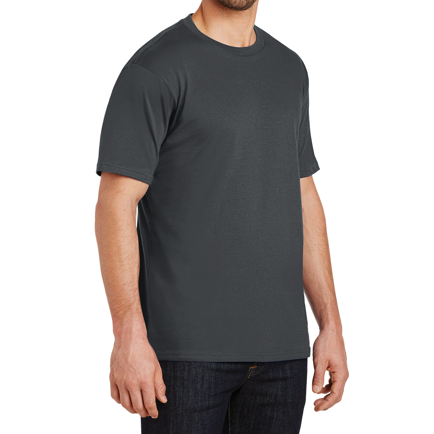 Mens Perfect Weight Crew Tee - Bright Charcoal - Side