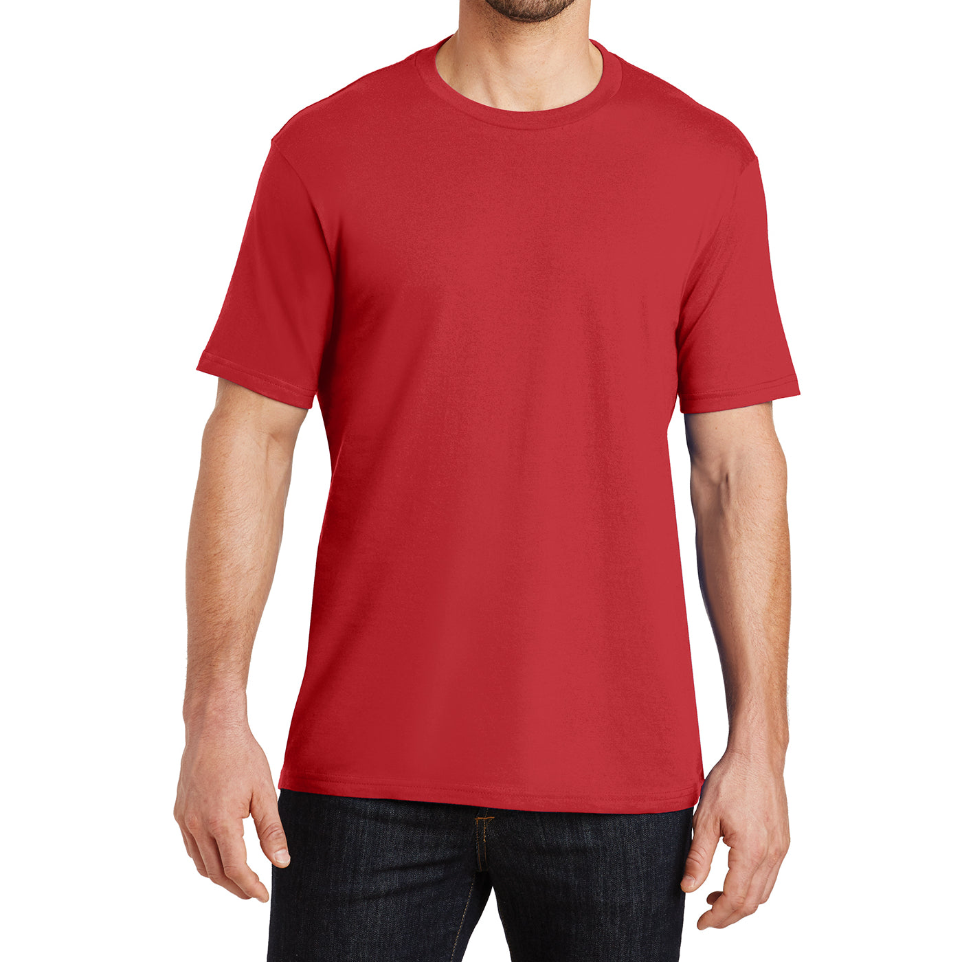 Mens Perfect Weight Crew Tee - Classic Red - Front