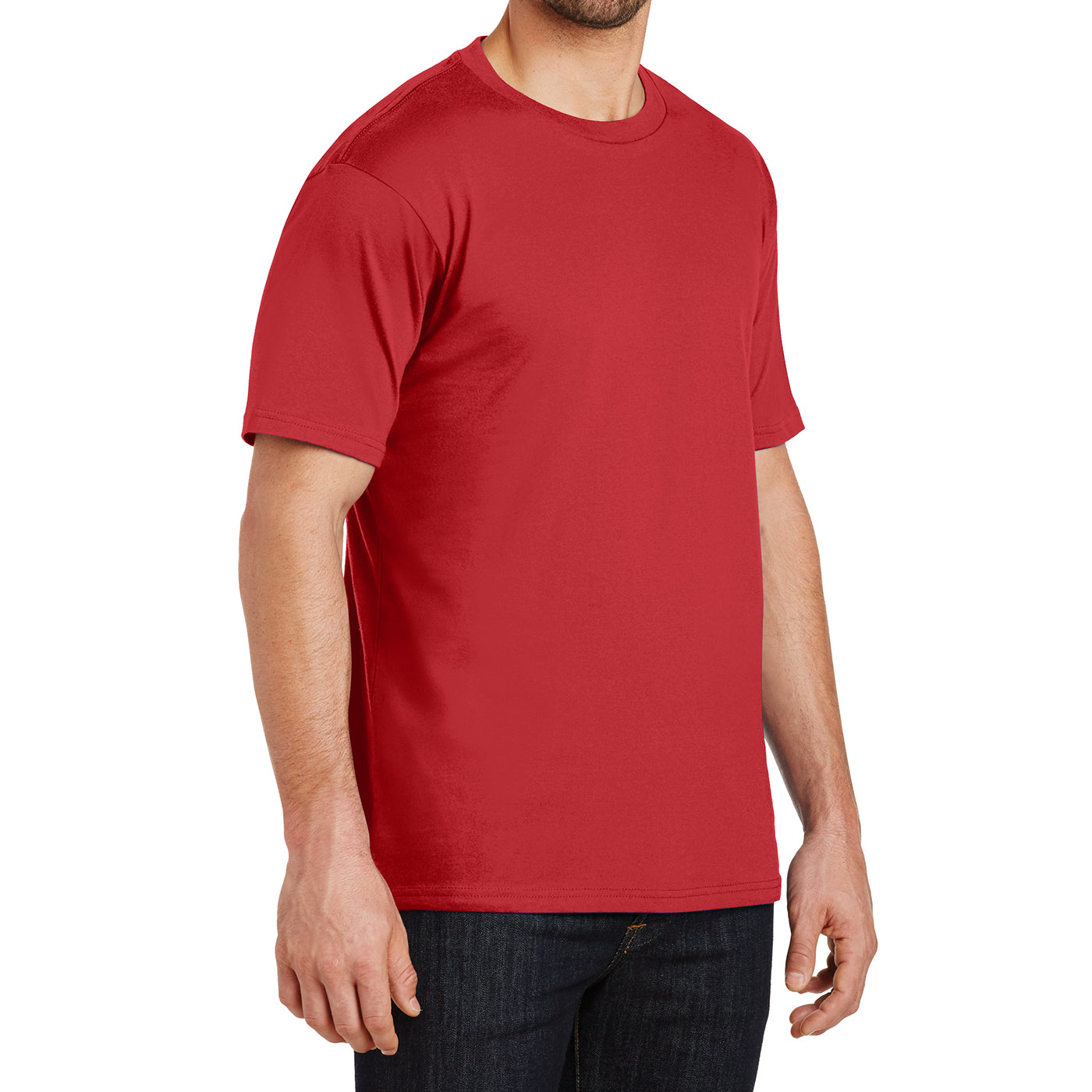 Mens Perfect Weight Crew Tee - Classic Red - Side