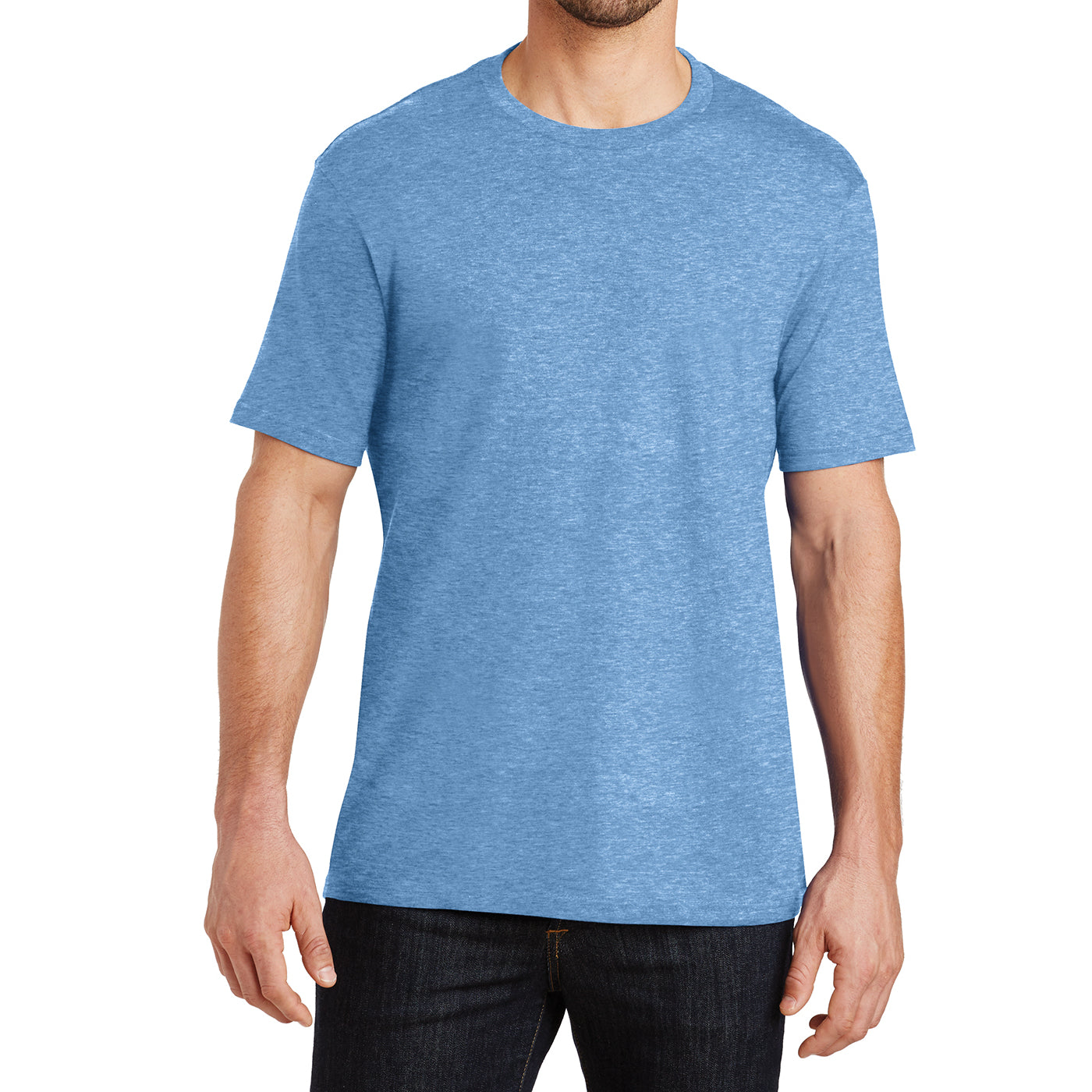 Mens Perfect Weight Crew Tee - Clean Denim - Front