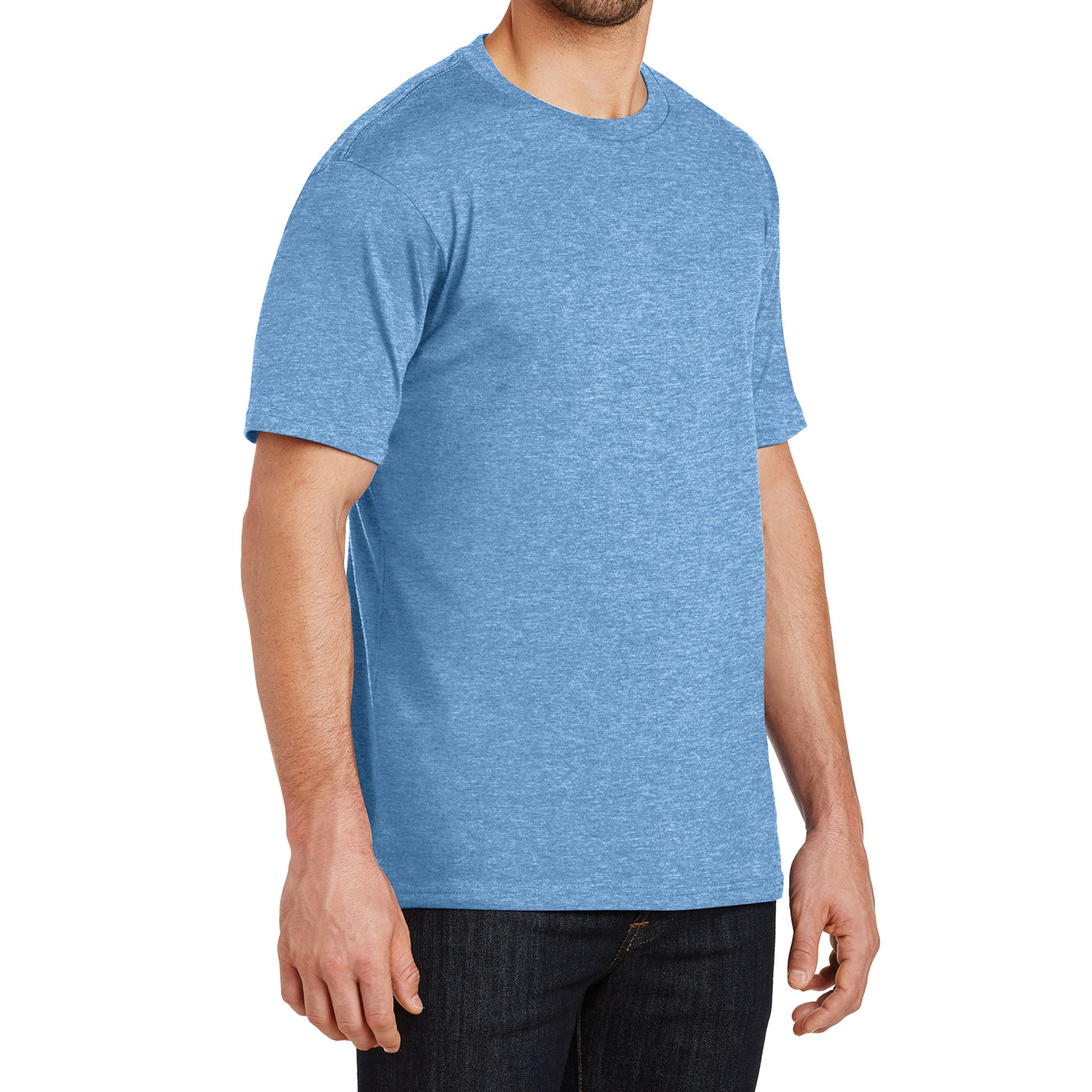 Mens Perfect Weight Crew Tee - Clean Denim- Side