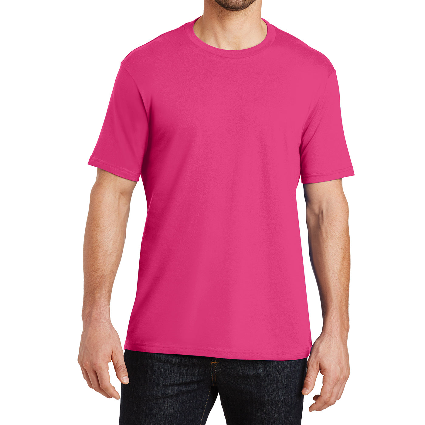 Mens Perfect Weight Crew Tee - Dark Fuchsia - Front