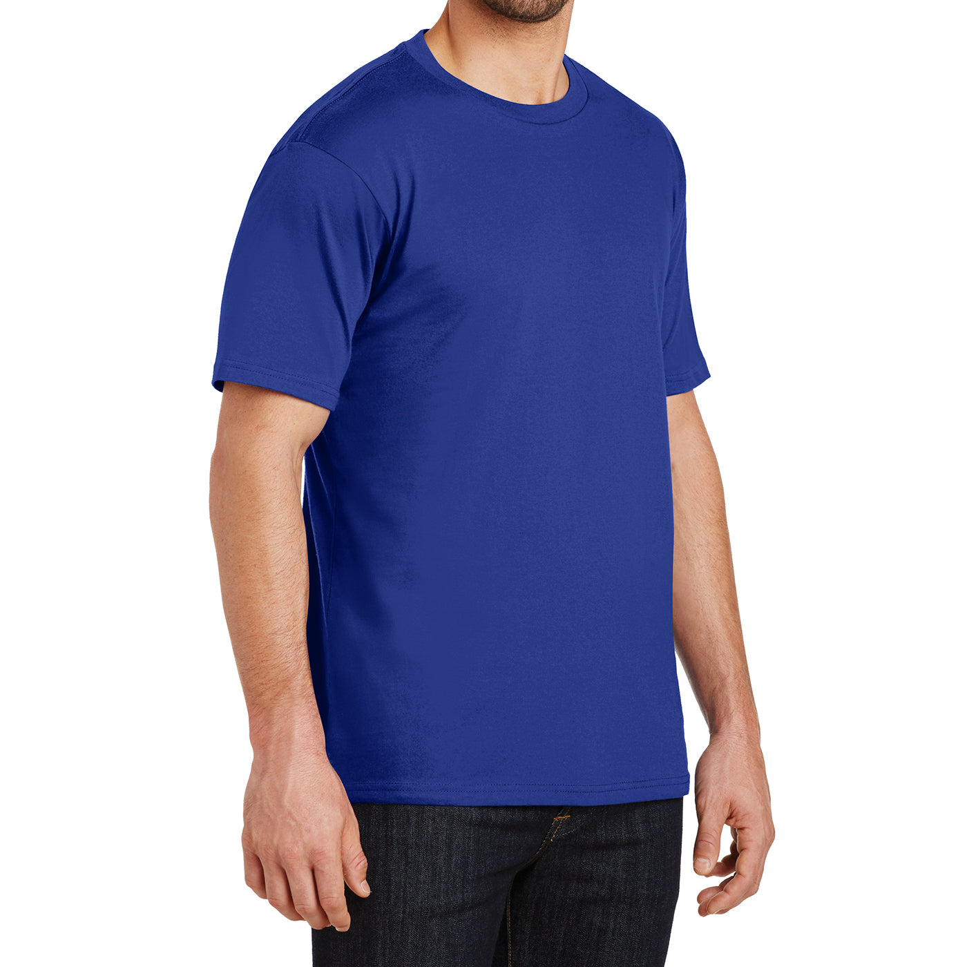Mens Perfect Weight Crew Tee - Deep Royal- Side