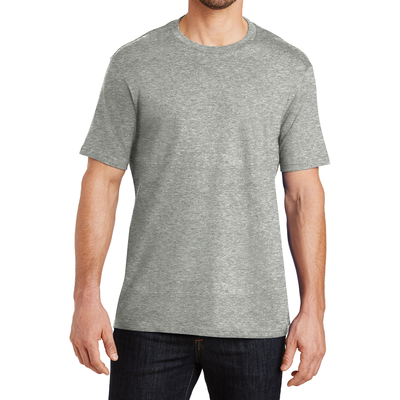 Mens Perfect Weight Crew Tee - Heathered Steel - Front