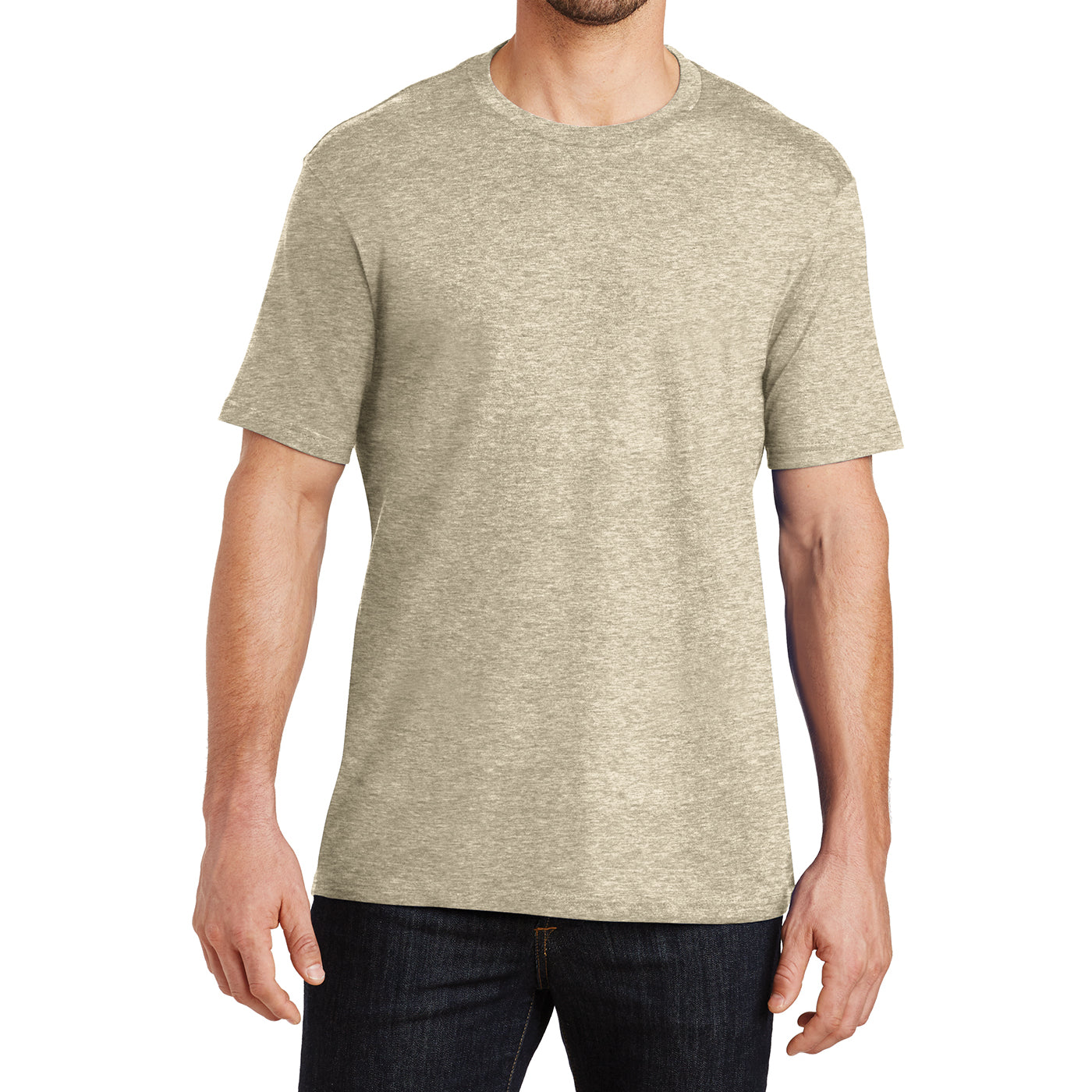 Mens Perfect Weight Crew Tee - Heathered Latte - Front