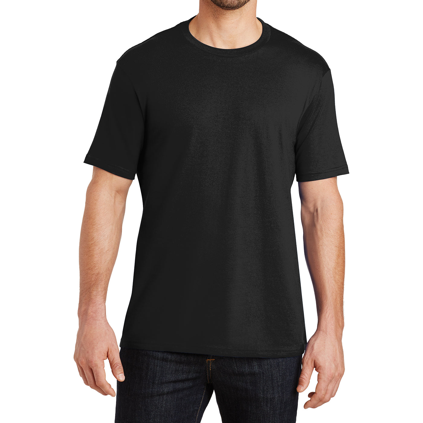 Mens Perfect Weight Crew Tee - Jet Black - Front