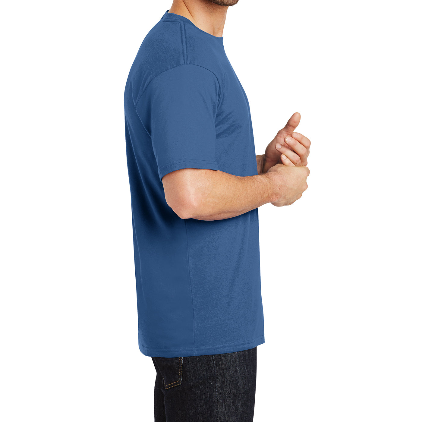 Mens Perfect Weight Crew Tee - Maritime Blue - Side