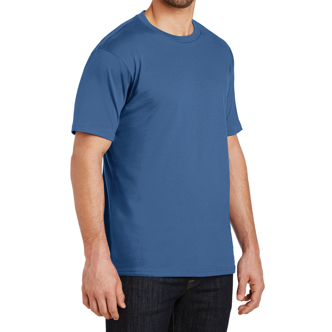 Mens Perfect Weight Crew Tee - Maritime Blue - Side