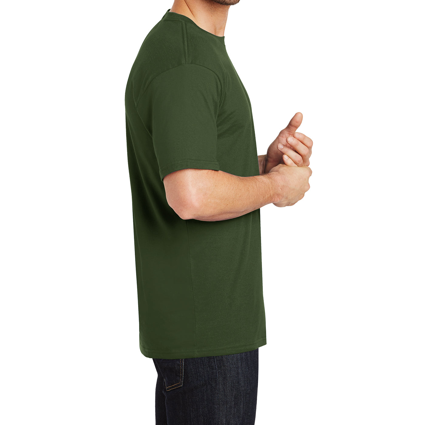 Mens Perfect Weight Crew Tee - Thyme Green - Side