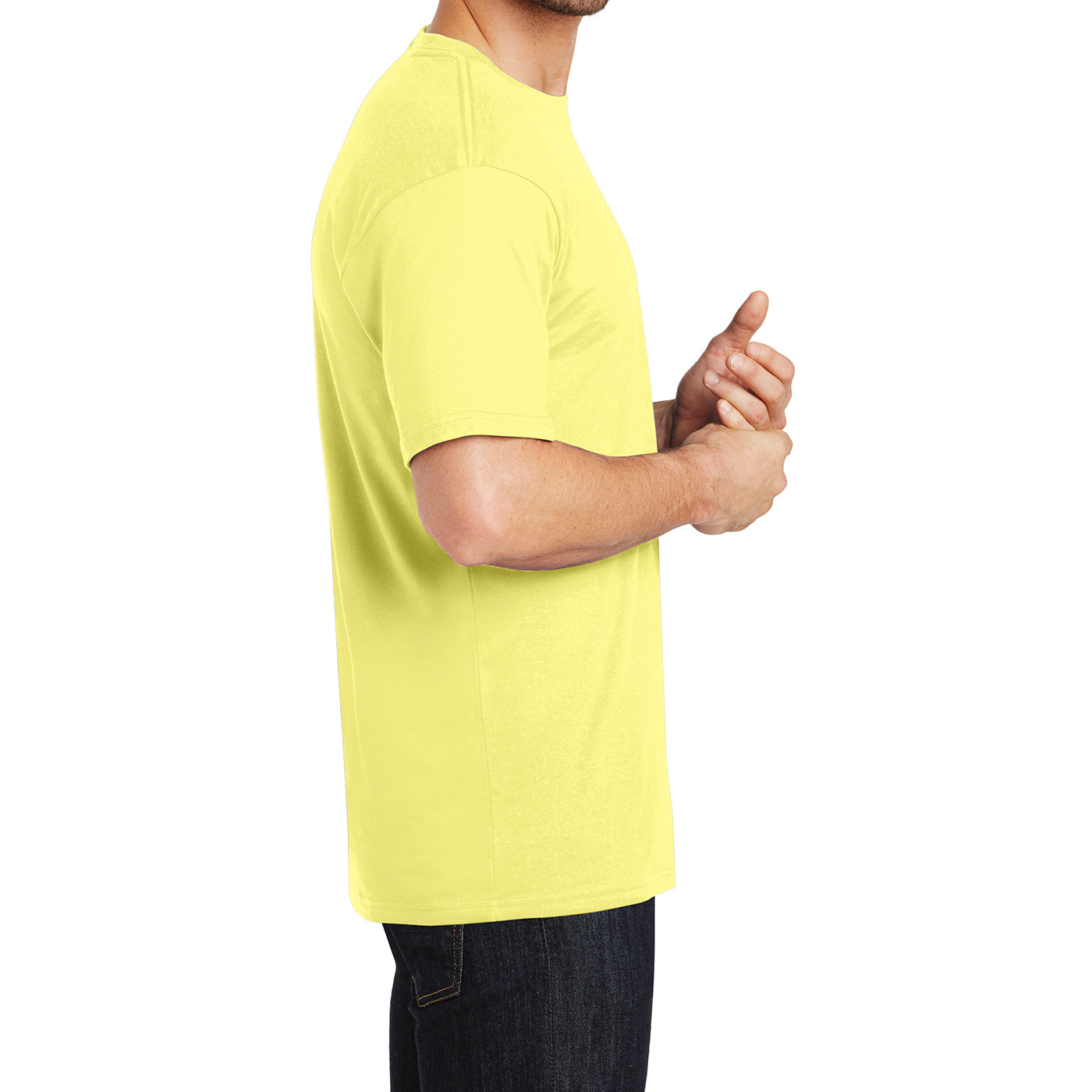 Mens Perfect Weight Crew Tee - Yellow - Side