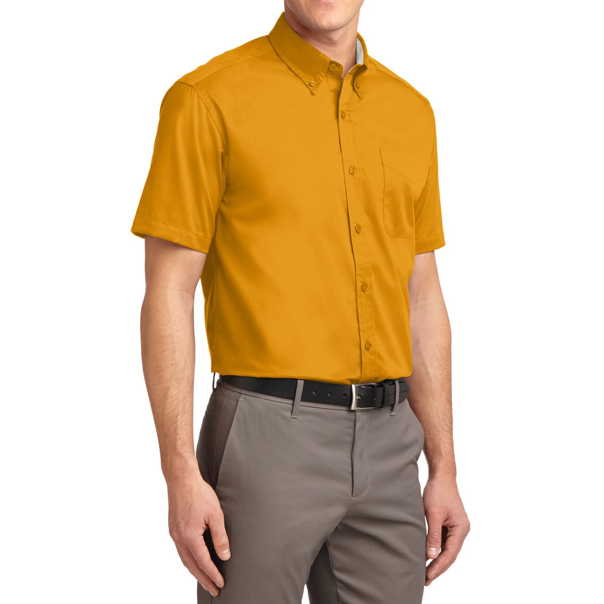 Men's Short Sleeve Wrinkle Resistance Easy Care Button Down Collar Shirt