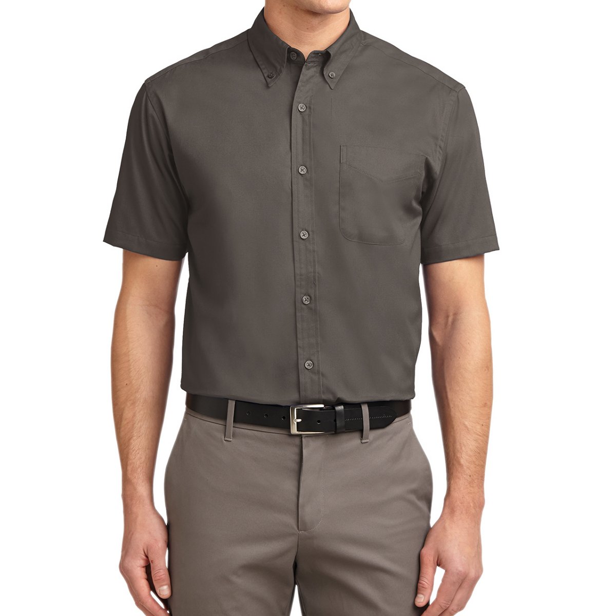 Men's Short Sleeve Wrinkle Resistance Easy Care Button Down Collar Shirt