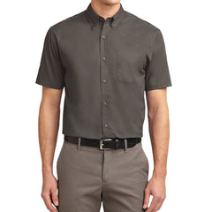 Men's Short Sleeve Wrinkle Resistance Easy Care Button Down Collar Shirt
