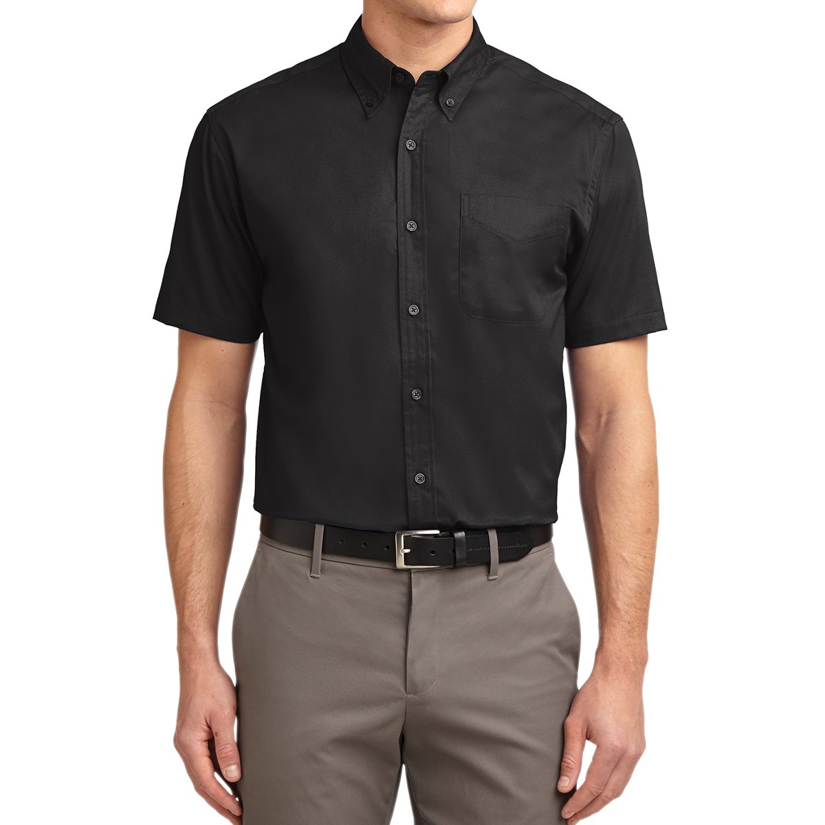 Men's Short Sleeve Wrinkle Resistance Easy Care Button Down Collar Shirt