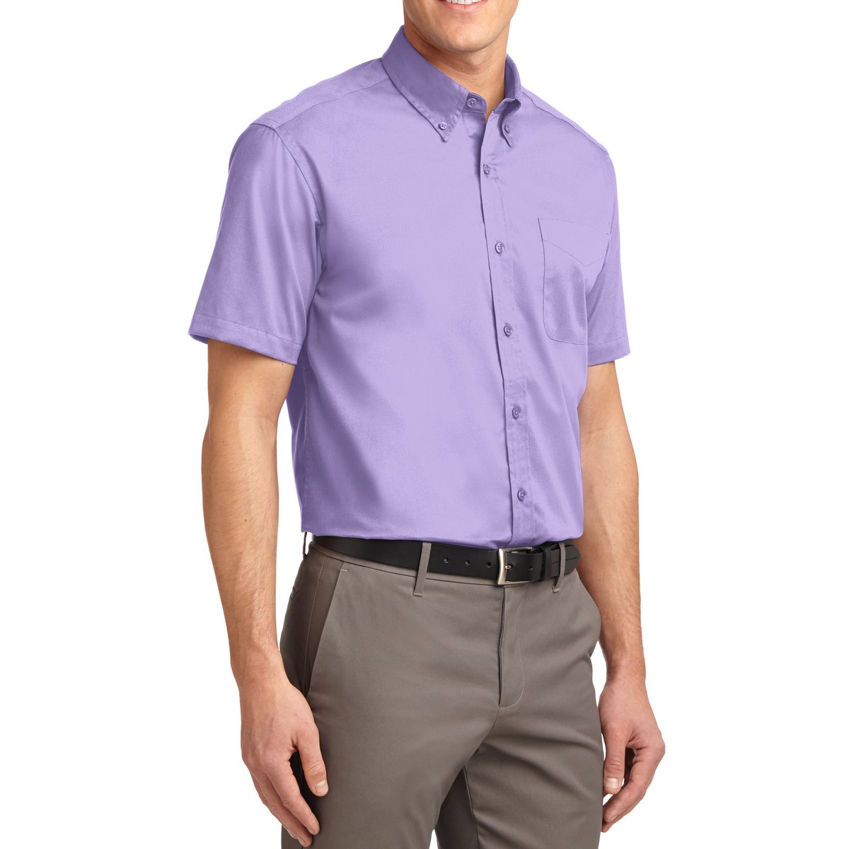 Men's Short Sleeve Wrinkle Resistance Easy Care Button Down Collar Shirt