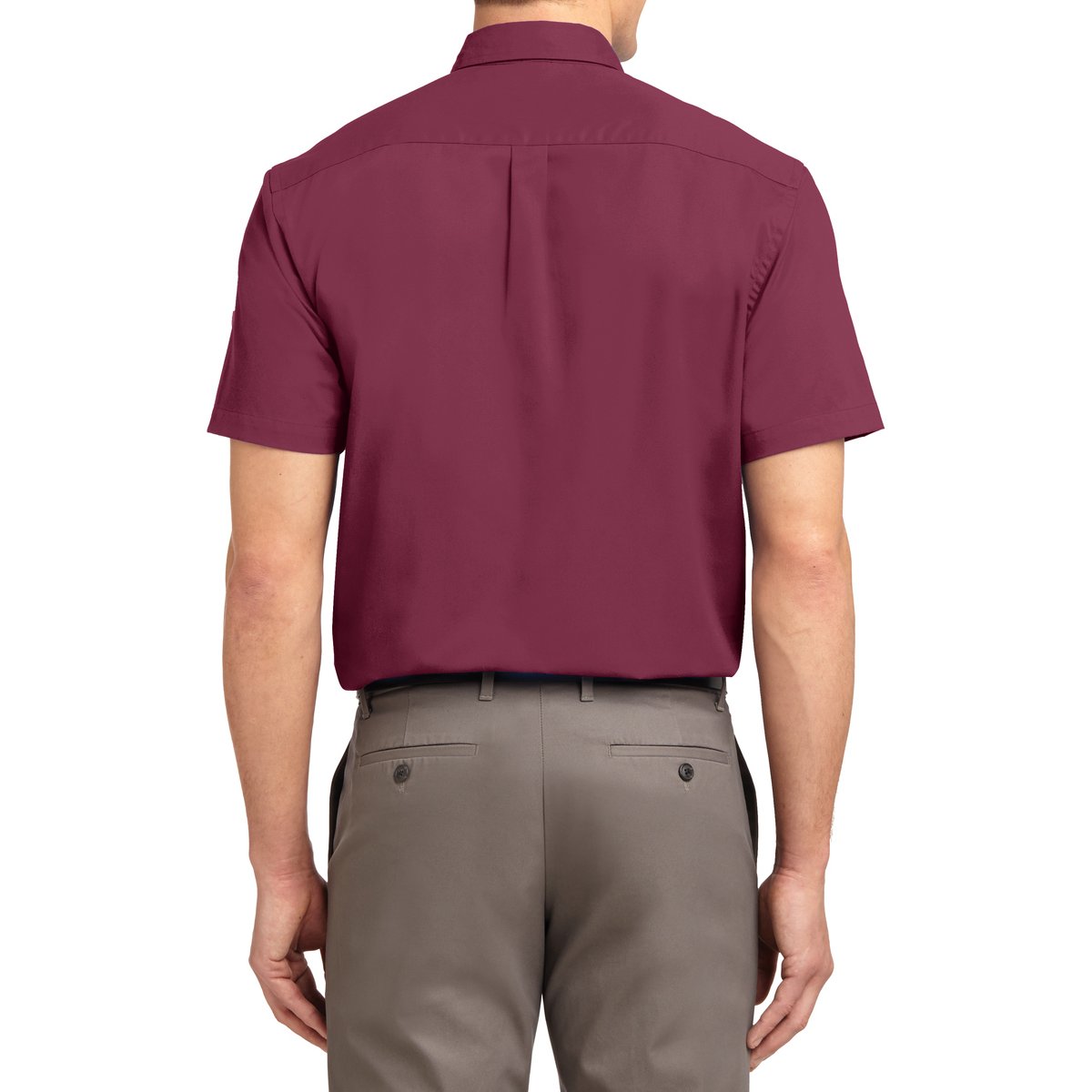 Men's Short Sleeve Wrinkle Resistance Easy Care Button Down Collar Shirt