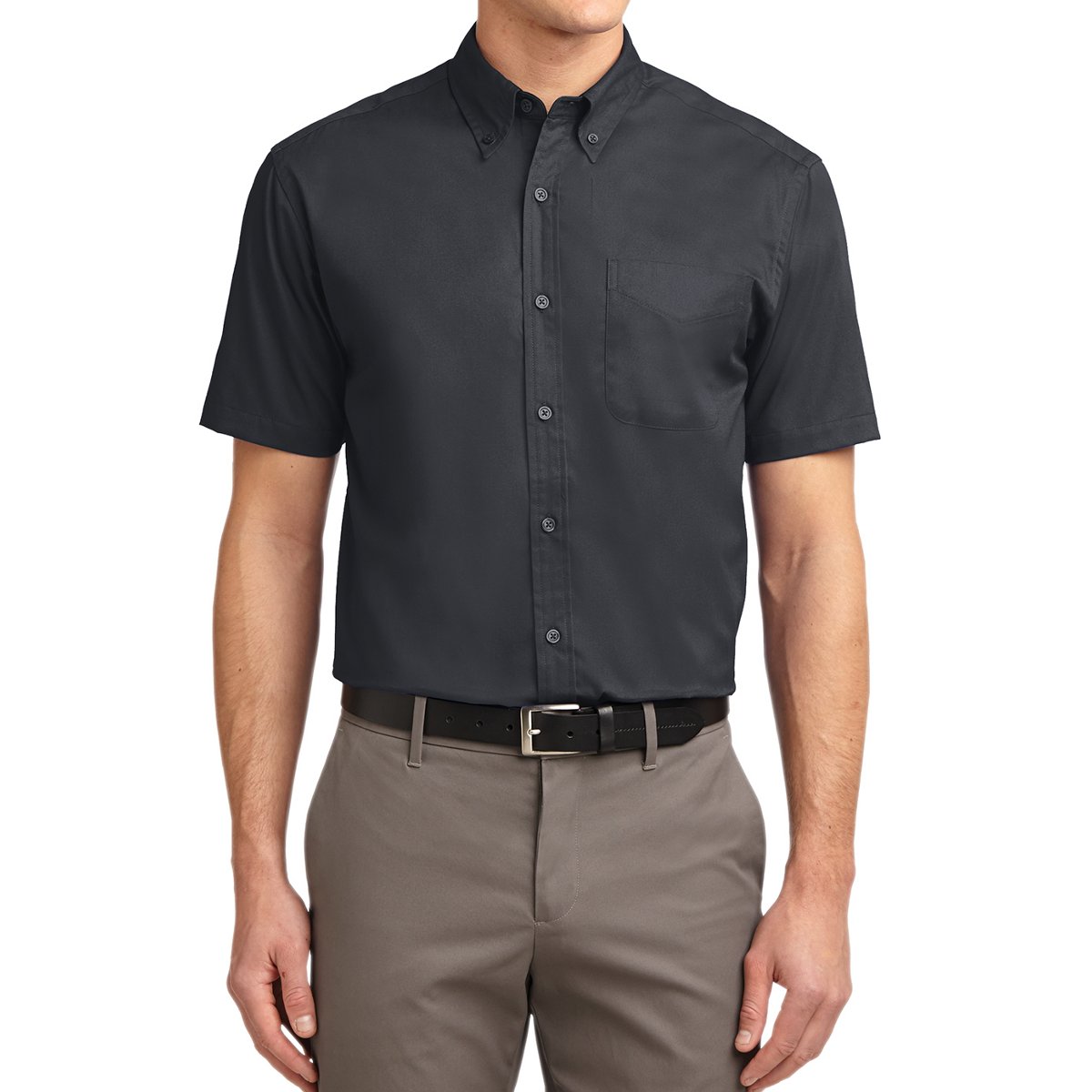 Men's Short Sleeve Wrinkle Resistance Easy Care Button Down Collar Shirt