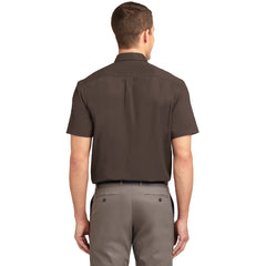 Men's Short Sleeve Wrinkle Resistance Easy Care Button Down Collar Shirt