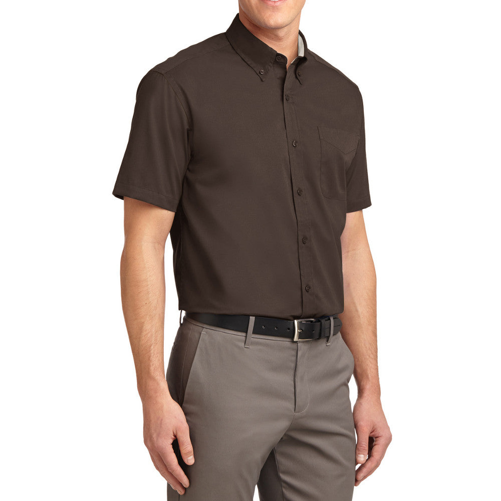 Men's Short Sleeve Wrinkle Resistance Easy Care Button Down Collar Shirt