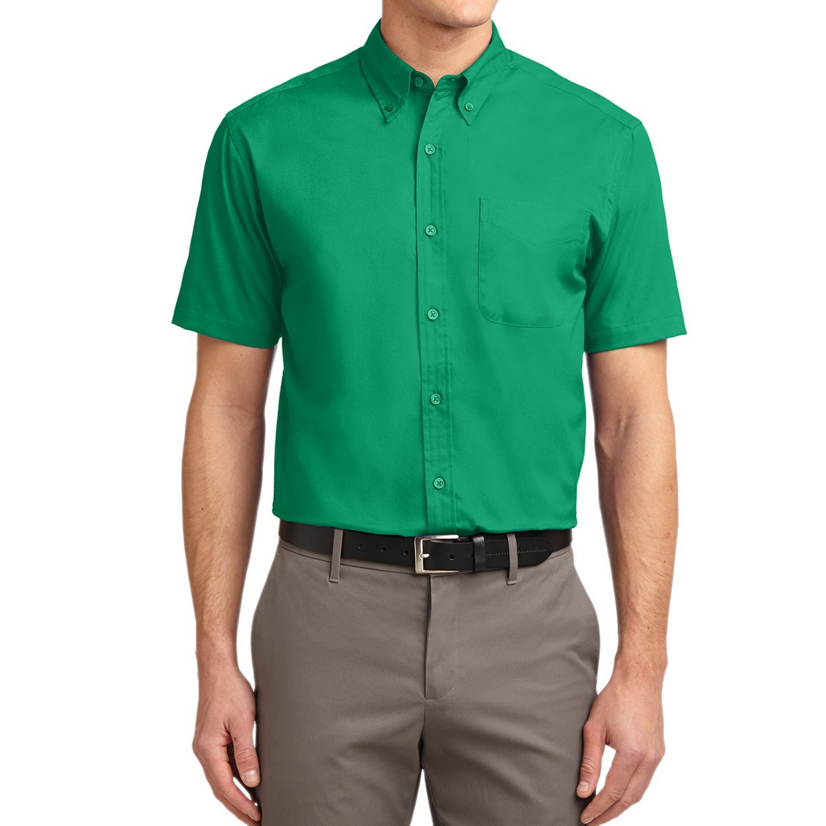 Men's Short Sleeve Wrinkle Resistance Easy Care Button Down Collar Shirt