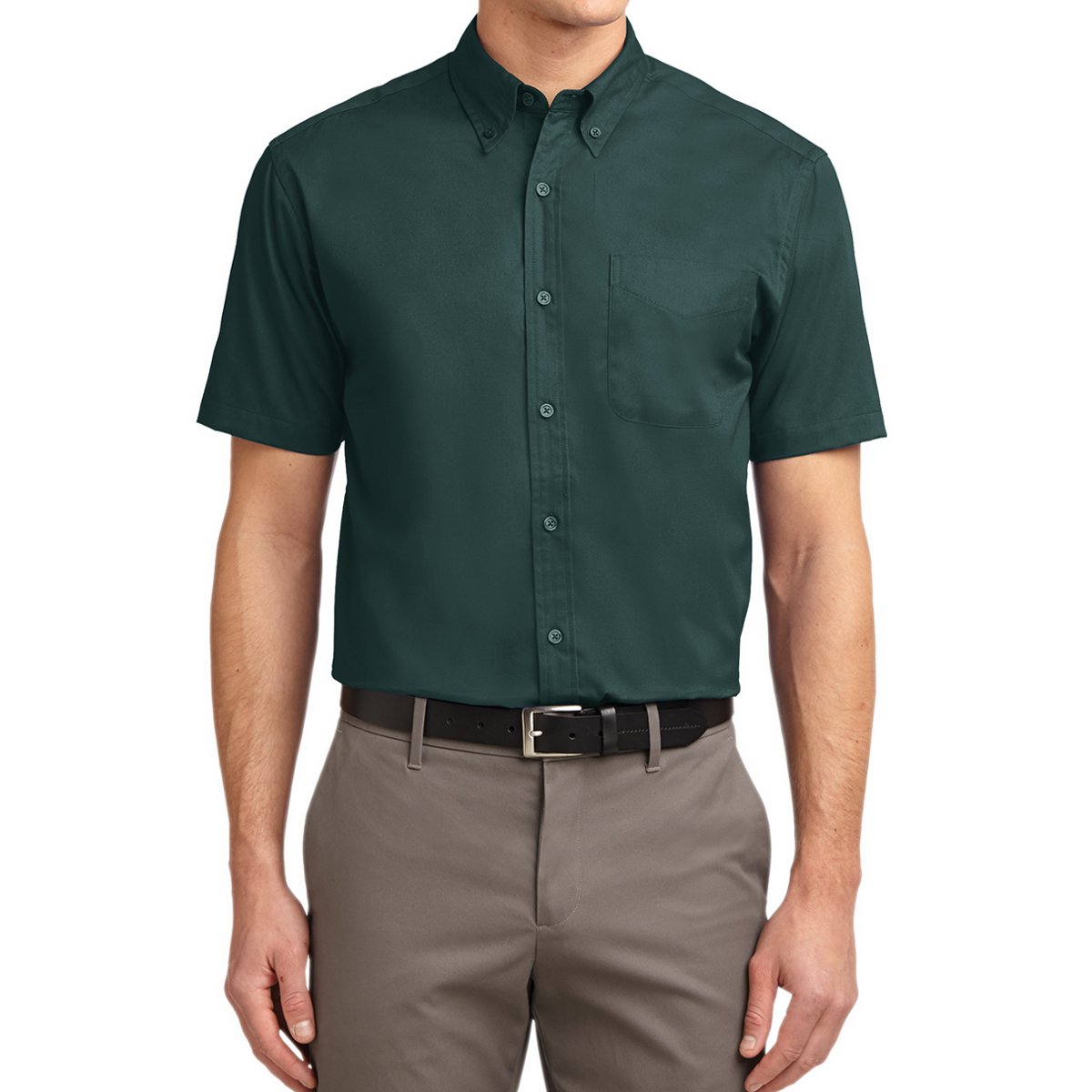 Men's Short Sleeve Wrinkle Resistance Easy Care Button Down Collar Shirt